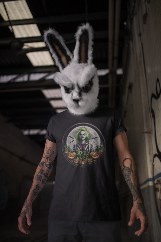 Beetlejuice With Pumpkins - Unisex Heavy Cotton Tee